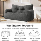 Pamapic 59 Inch 2-Seater Corduroy Bean Bag Chair,Loveseat Sofa with Ultra Soft Fluffy Cover, 72H High Resilience Foam Sofa Bed for Adults, Suitable for Living Room, Bedroom,Grey
