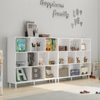 Wood Cube Storage Organizer White Bookshelf - 3-Tier Freestanding Storage Cabinet with Legs for Home Office, 10-Cubes Open Shelf