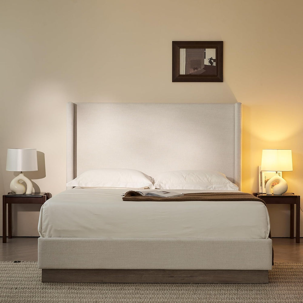 KEIKI King Size Upholstered Wingback Bed with 52.5" High Headboard,