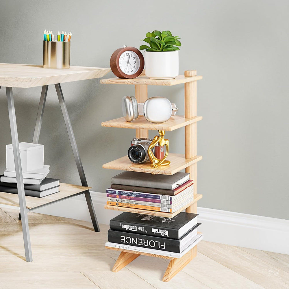 5-Tier Wooden Bookshelf for Small Spaces – Narrow Space-Saving Bookcase &...