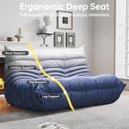 Bean Bag Chairs for Adults, Memory Foam Couch Loveseat Sofa Chair, Soft Teddy Material Cozy Comfy Reading Nook Chairs, Floor Chair for Living Room Bedroom Office(Blue-White)