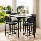 XIAO WEI 5-Piece Counter Height Dining Table Set for 4, Marble-Look, Black | Counter height table, Dining table set for 4, Wide padded chairs, Marble-look top, Space-saving tuck-away frame
