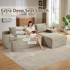 96.1" Modular Sectional Sofa Couches L-Shape Couch 3 Seat Modular Sofa Corduroy Memory Foam Sectional Boneless Couches for Living Room, Cloud Couch with Oversized Chaise(Camel, Right Facing)