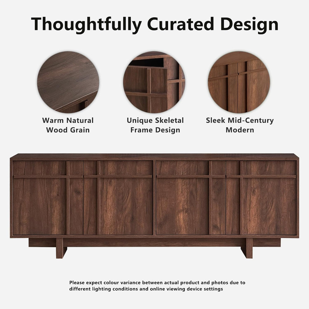 65.6" Mid Century Modern TV Stand for 75 Inch TV, Walnut | Media Console...