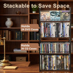 2-Tier CD/DVD Storage Rack for Desktop/Closet - 2 Pack | Holds 96 DVD Cases, for Blu-ray/Game Cases/Papers/Cards, Space-saving Desktop/Closet Stand