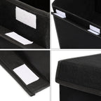 popoly Large Toy Box Chest Storage with Flip-Top Lid, Collapsible Kids Storage Boxes Container Bins for Toys, Playroom Organizers, 25"x13" x16" (Linen Black)
