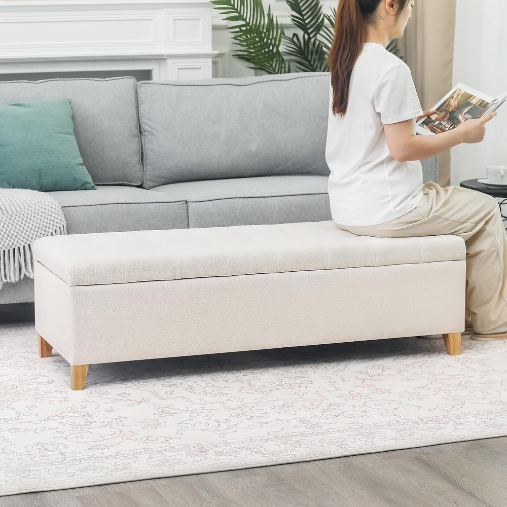 Asense Storage Ottoman Bench with Hinged Lid, Ottoman with Storage Footstool ...