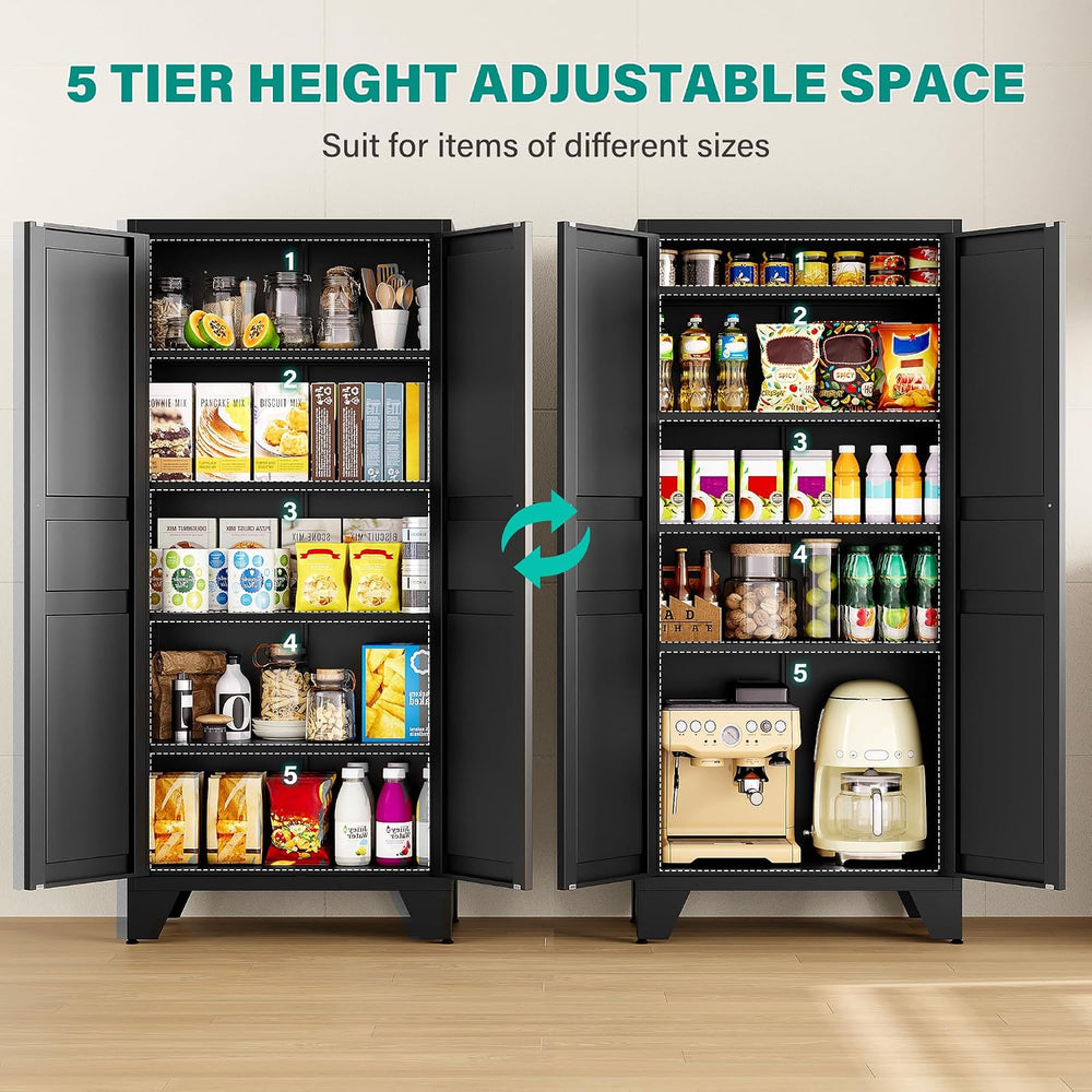 SISESOL Metal Storage Cabinet with Doors and Shelves,Black Storage Cabinet wi...