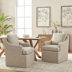 VKNOW Upholstered Dining Chairs Set of 4, Modern Kitchen Chairs Dinner Chairs with 4 Casters, Chenille Armchair for Bedroom Reading Room Living Room, Brown