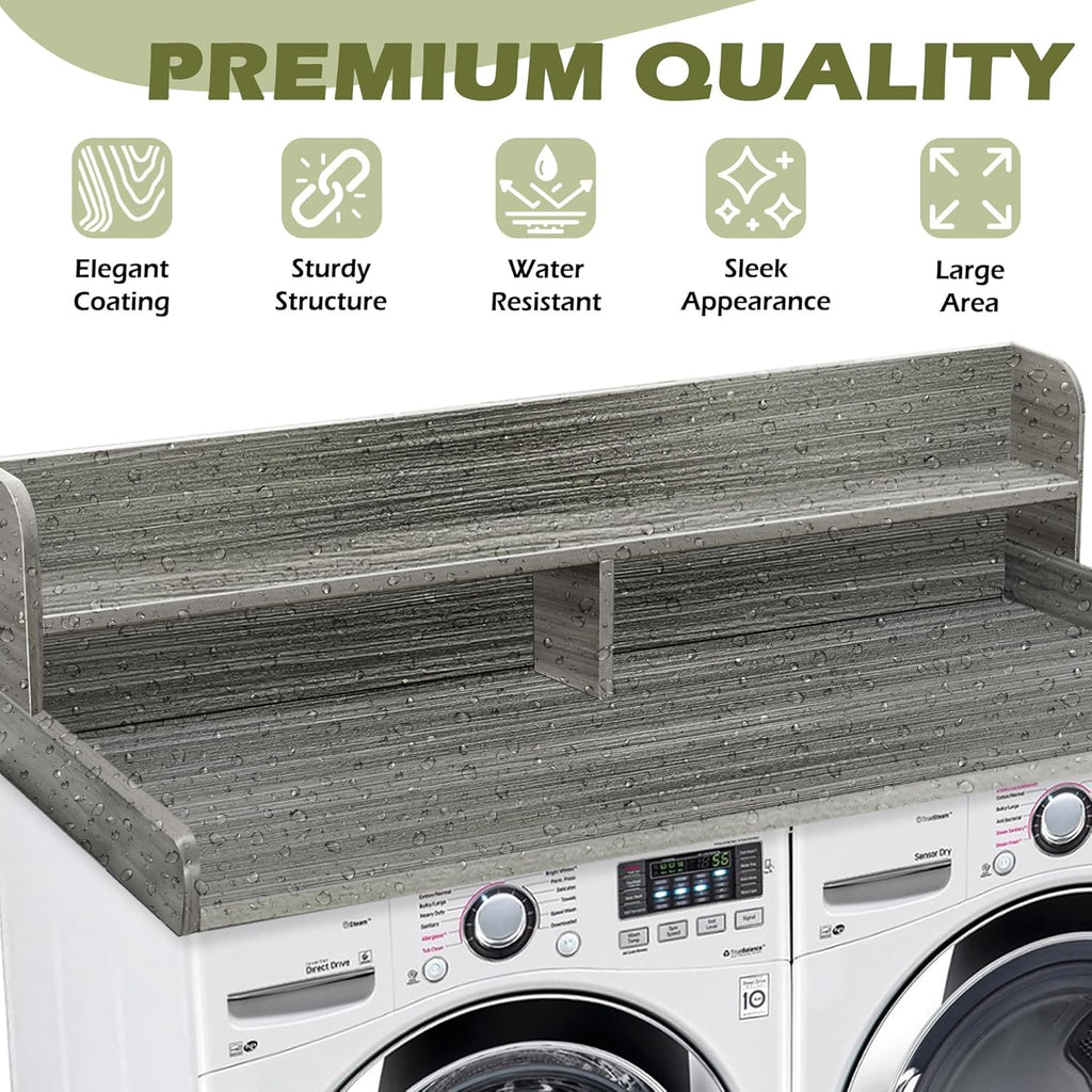 Royxen Laundry Countertop with Storage Universal Fit, Washer and Dryer Countertop with Shelf, Laundry Room Storage, 2-Tier Shelf (Eucalyptus)