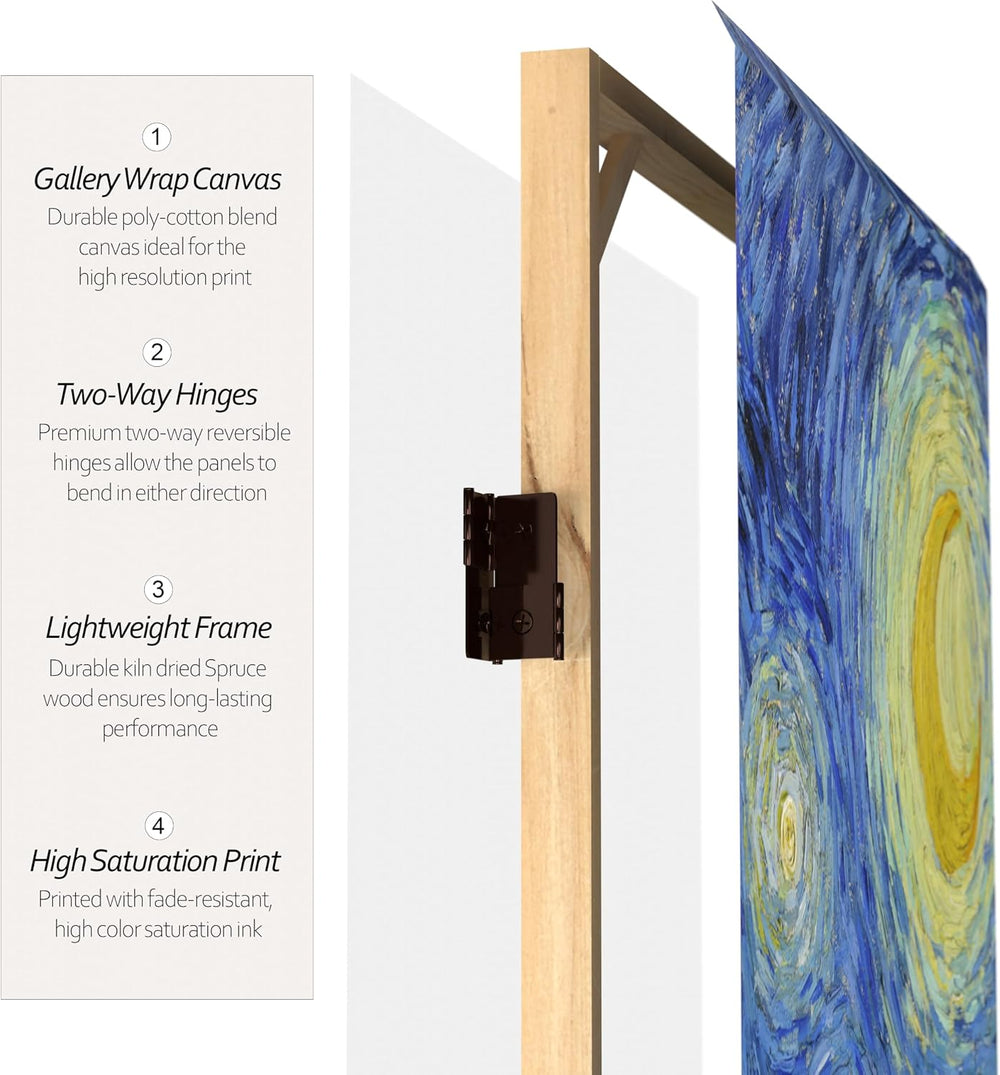 Red Lantern Double Sided Works of Van Gogh Canvas Room Divider - Starry Night...
