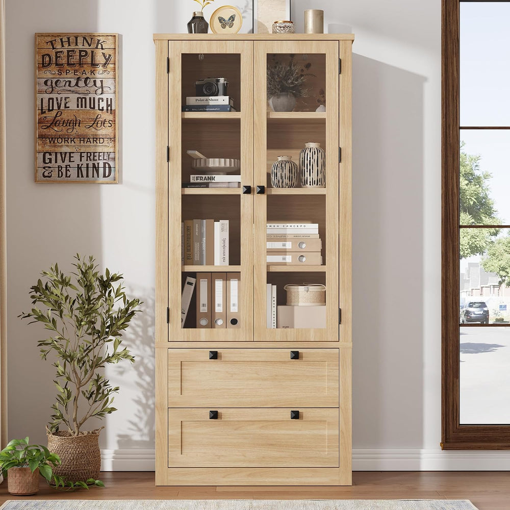 71" Tall Kitchen Pantry Cabinet - Modern Display Storage Cabinet with 2 ...