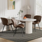Nalupatio Dining Chairs Set of 4, Modern Dining Room Chairs Comfy Backrest Thick Upholstered Kitchen Chairs 19IN Height with Metal Legs Dark Brwon（Pu Leather）