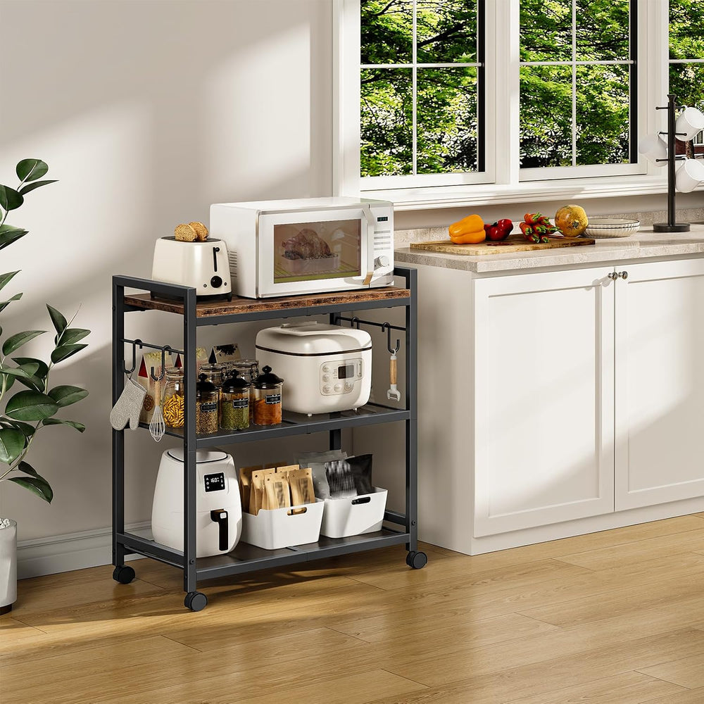 CHOEZON 3-Tier Rolling Bar Cart, Vintage Metal Kitchen Cart with Wheels, Mobi...