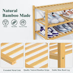 Smiry Shoe Rack, 3 Tier Thick Bamboo Shoe Organizer, Stackable Free Standing Wooden Shoe Storage Shelf for Closet, Entryway, Front Door Entrance, Natural