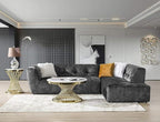 Acanva Luxury Mid-Century Velvet Tufted Low Back Sofa Set L-Shape 2-Piece Living Room Couch, 113" W Right Hand Facing Sectional, Grey