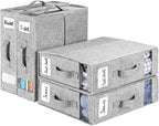 KEEGH Bed Sheet Organizers and Storage, 4 Pack Linen Closet Organizer for Bedding, Sheets Set Folder Organizer with Window& Zipper, Bedding Storage Organizer for Bedsheets, Duvet Cover - Light Grey