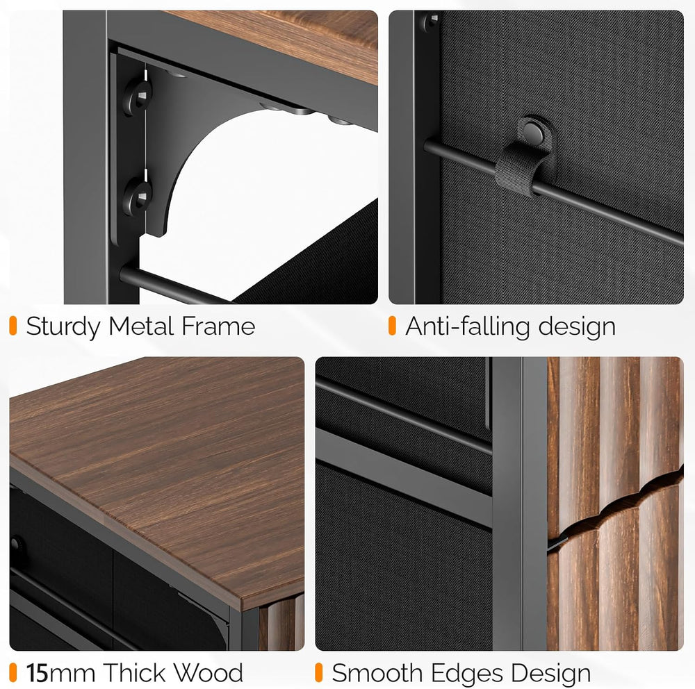 Bonnlo 2 Drawer Mobile File Cabinet, Rolling Fluted Filing Cabinet Under Desk...