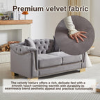 Harper & Bright Designs 62" Chesterfield Sofa Velvet Two-Seater, Modern Classic Rolled Arm Button Tufted Sofa with Nailhead Decor, Cloud Couch Loveseat for Living Room, Apartment (Grey)