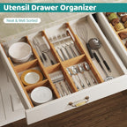 6 Pack Bamboo Drawer Dividers with Inserts, Kitchen Adjustable Drawer Organizers, Expandable Organization for Home, Dressers, 6 Dividers with 12 Inserts