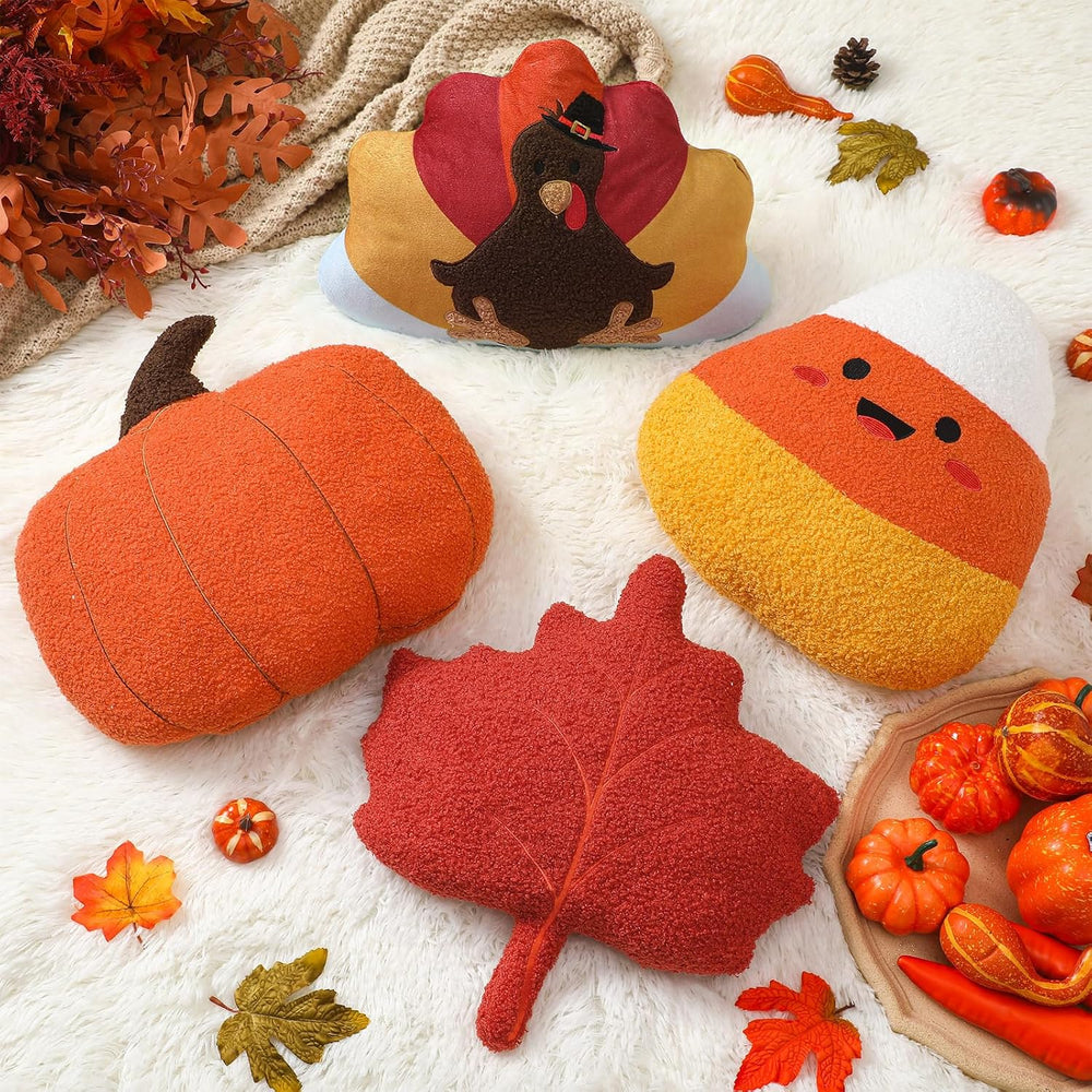 Yousoontic 4 Pcs Thanksgiving Throw Pillows Turkey Plush Pillow Fall Maple Le...