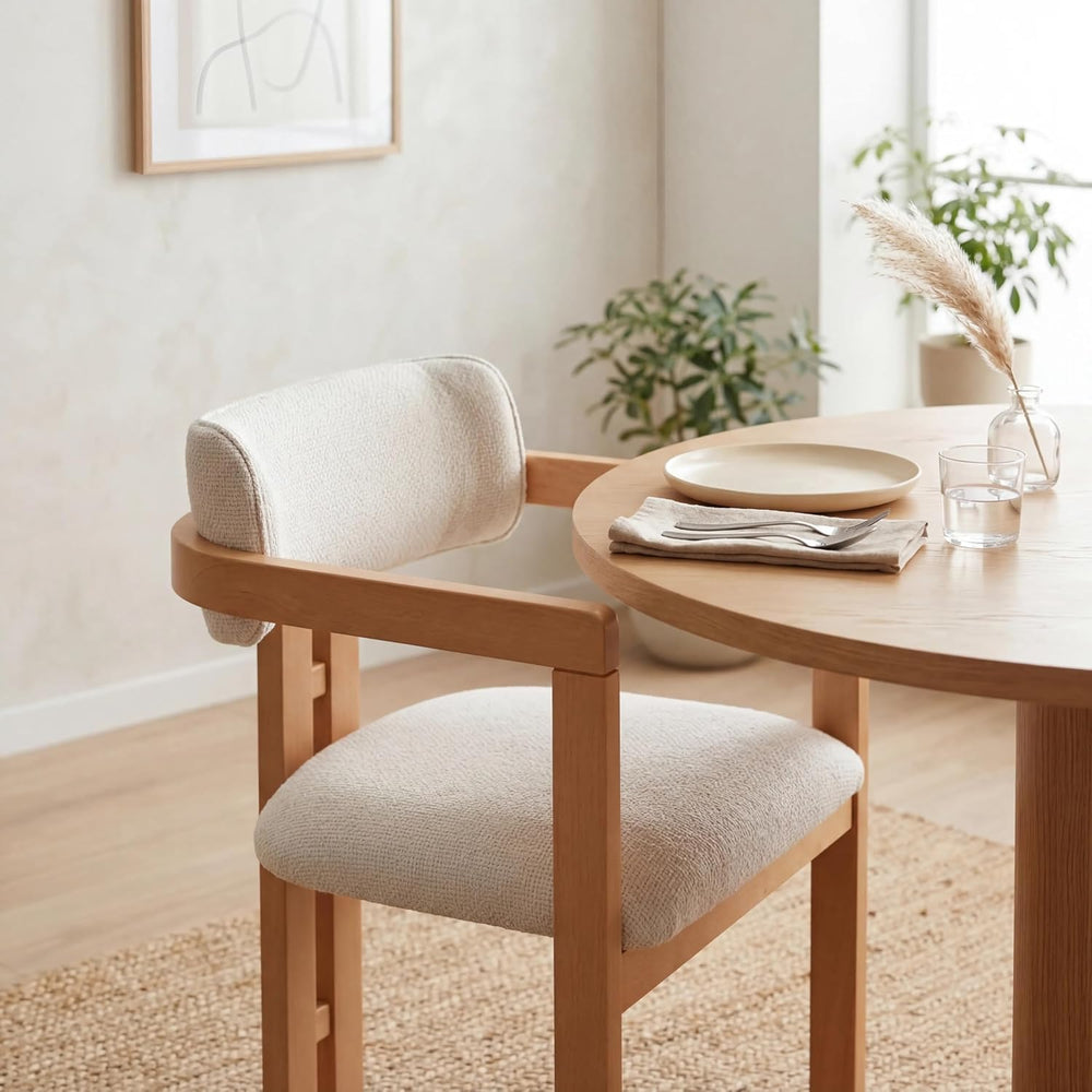 MELAGIO Mid-Century Modern Dining Chair – Upholstered Performance Fabric Seat...
