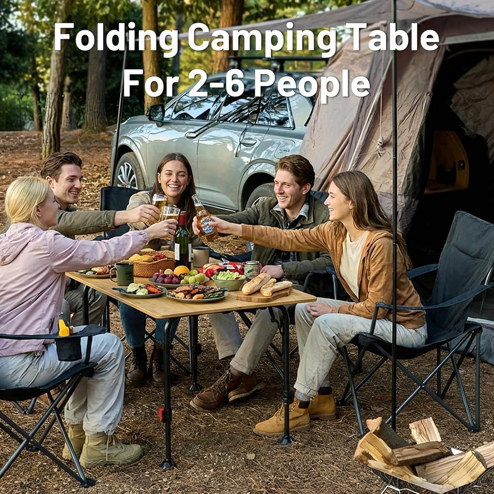 TIMBER RIDGE Bamboo Folding Camping Table, Portable RV Picnic Table | Adjusta...
