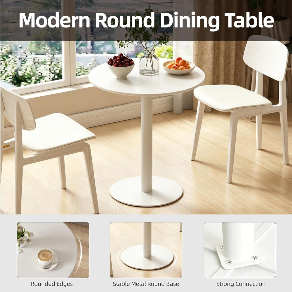 Round Dining Table 24" Circle Tulip Table with Metal Thickened Tabletop ...