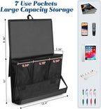 Bedside Storage Organizer with Power Strip Holder and Adjustable Straps Bed Hanging Bag for Home Bunk Bed Dorm Sofa (Black)