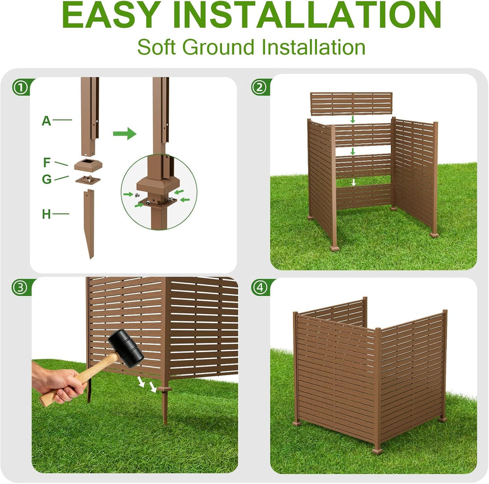 3 Panels Outdoor Air Conditioner Fence, 48" W X 51" H No-Dig Outdoo...