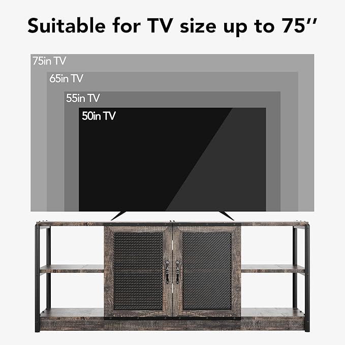 IDEALHOUSE Farmhouse TV Stand for 65/75 inches TVs, Entertainment Center with Storage Cabinet, Industrial Media Console Cabinet Table, Living Room Media Furniture, Rustic Oak