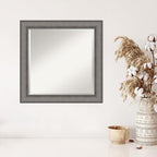 Amanti Art Grey Wall Mirror 25x25 Burnished Concrete Square Bathroom Mirror for Wall Decor Living Room, Medium Modern Contemporary Wood Frame, Hangs Horizonally and Vertically, Bathroom Decor, Beveled