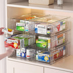clear Drawer-Type Plastic Storage Box Bins Organizer，Family First Aid Kits Medicine cabinet Box Organizer,Closet ，Shelf，Ointments, Adhesive Bandages，Cosmetics,Office Items (clear, ZZ4L)