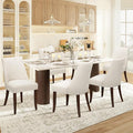 Upholstered Dining Chairs Set of 6, Mid Century Modern Kitchen Chairs with Back, Farmhouse Fabric Side Dining Room Chairs with Wood Legs for Dining Room Restaurant, Beige