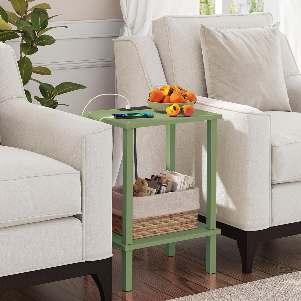TUTOTAK End Table with Charging Station, Small Side Table with Outlets, Night...