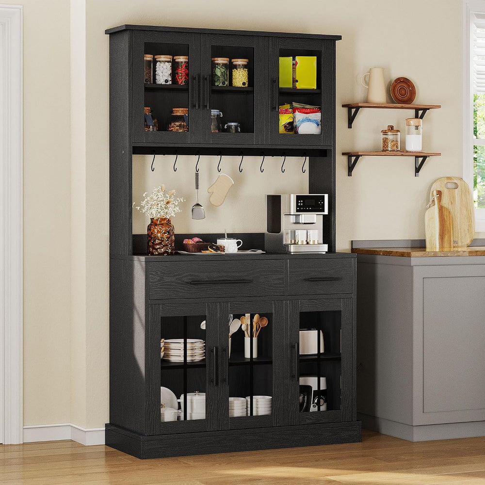 YITAHOME 71'' Kitchen Pantry Storage Cabinet with Microwave Stand, Ta...