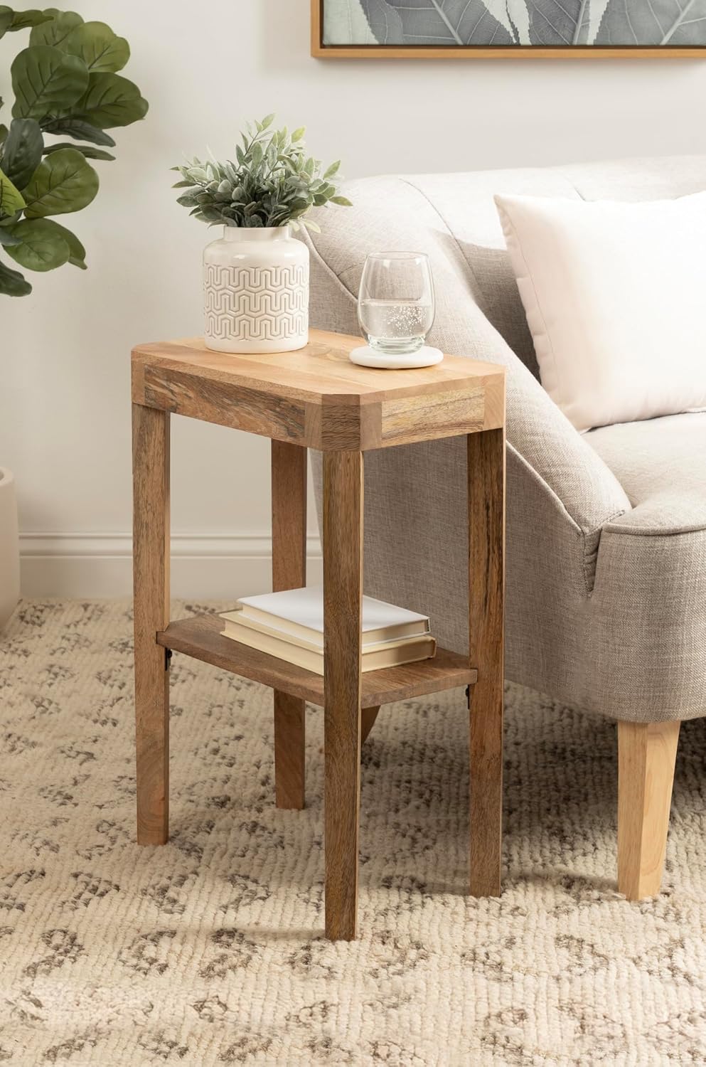 Kate and Laurel Talcott Modern Narrow Rectangle Wood Side Table, 16 x 10 x 25...