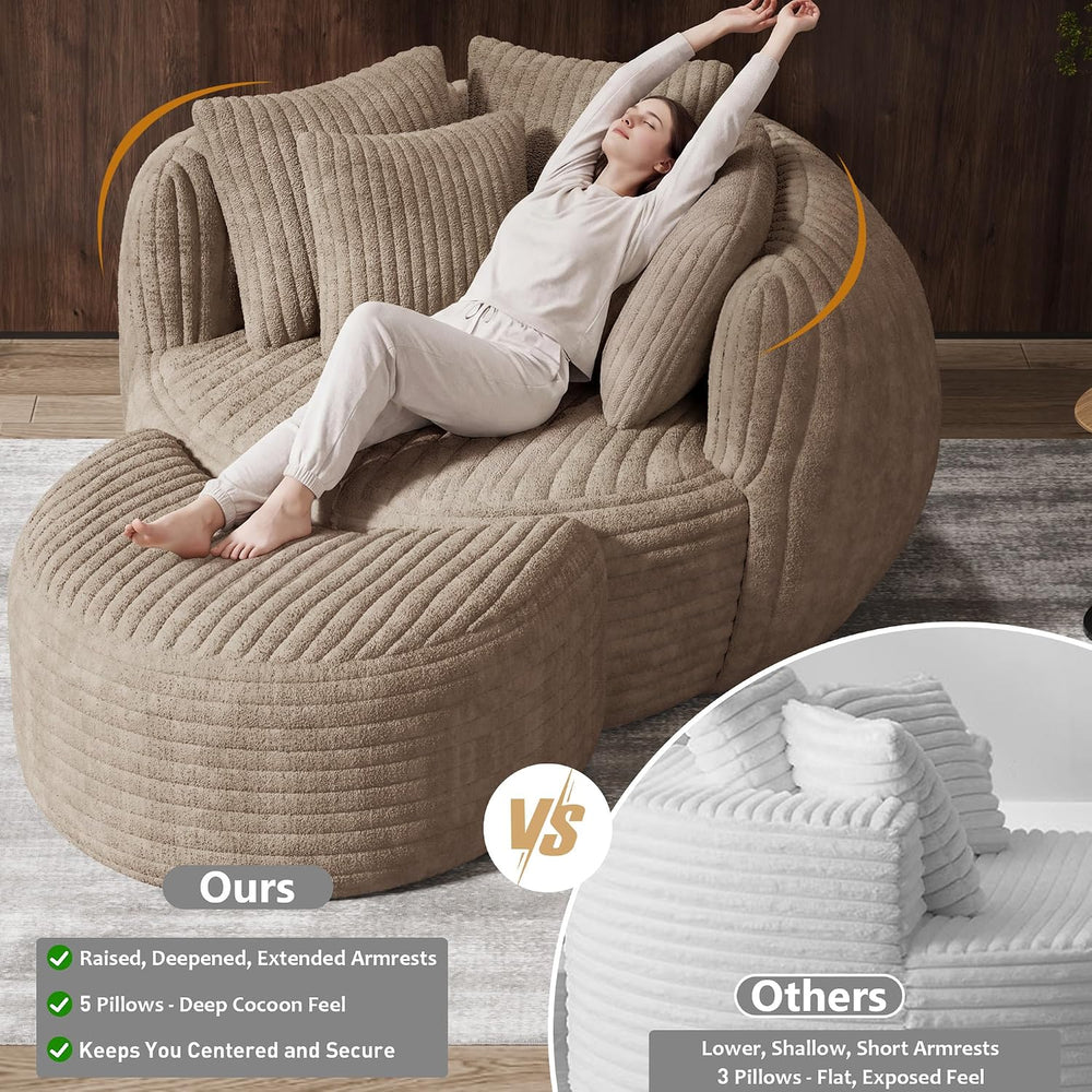 50.5" W x 67" D Oversized Chaise Lounge Chair with Ottoman,Light Ca...