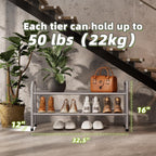 SUFAUY 2 Tier Mesh Shoe Rack, Closet Metal 33" Wide Shoe Shelf Heavy Duty, Grey