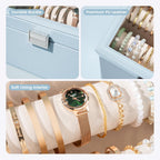 Lolalet Bracelet Display Holder with Rods for Bangles Watches, Clear Lid Jewelry Organizer Box Storage Case for Women Girls -Blue