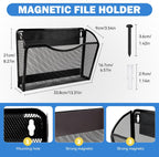 2-Pack Magnetic File Holder-File Folder Organizer, No Drilling Paper Document Holder, Large Capacity Office Hanging Magazine Rack for Refrigerator, File Cabinets, Whiteboard, Office