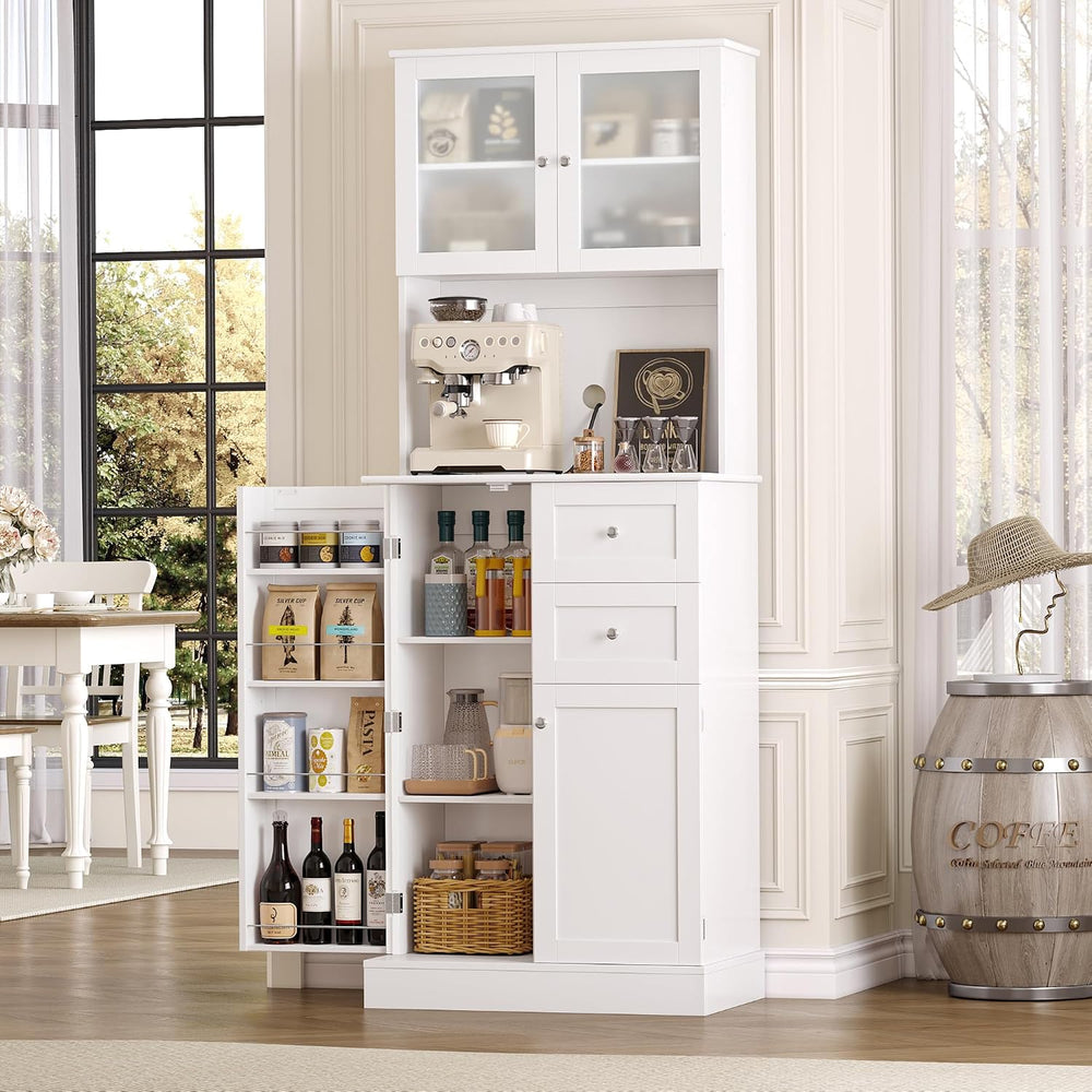 BOTLOG 72" Tall Kitchen Pantry Storage Cabinet with 4-Tier Door Shelves ...