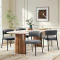 Sweetcrispy Dining Chairs Set of 4, Boucle Fabric Modern Mid Century Round Kitchen Chairs with Curved Backrest & Metal Legs for Vanity, Living Room - Modern Grey