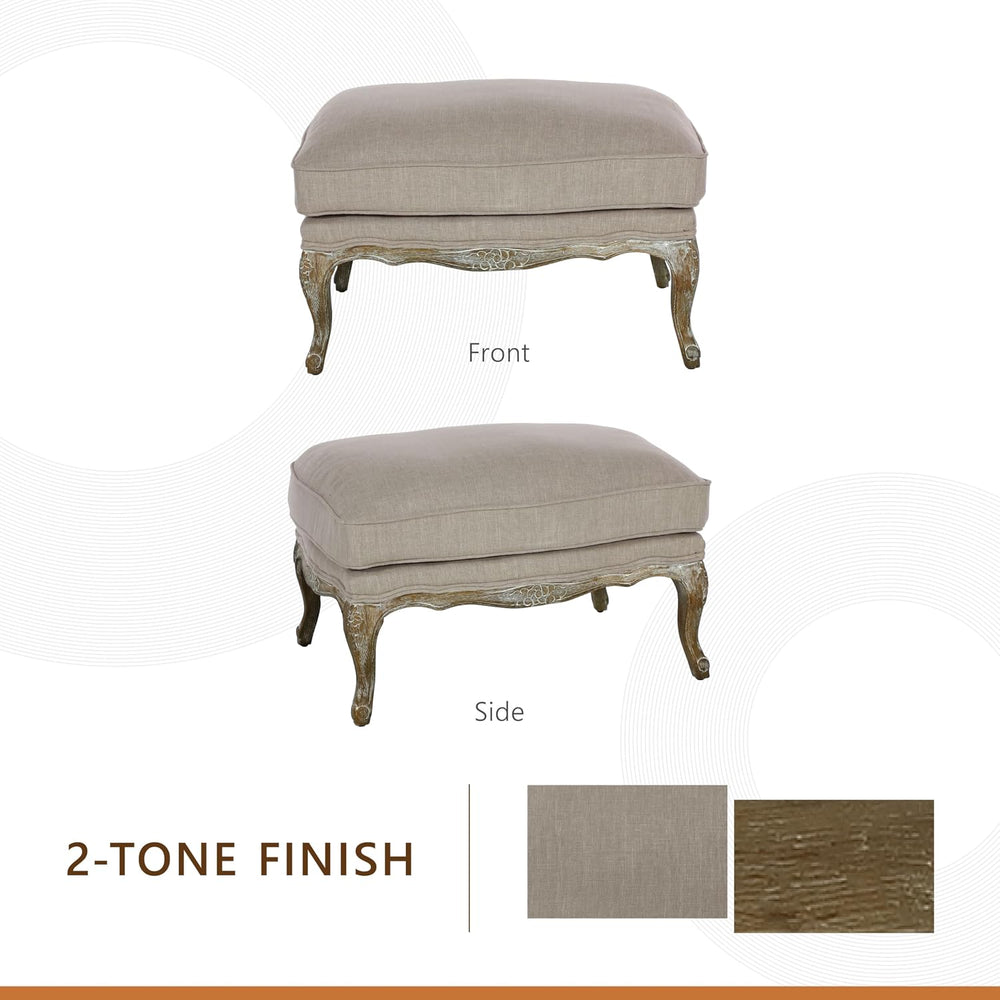 Lexicon Parlier Show Wood Ottoman - Rectangle Ottoman Pouf Foot Rest, Floral ...