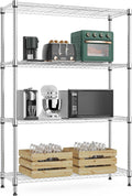 1000 lbs 4Tier Shelf Metal Storage Shelves Wire Rack Closet Organizers with Wheel for Garage Kitchen Bathroom Laundry Chrome 13.7" D x 29.5" W x 47.2" H