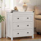 Dresser for Bedroom with 3 Drawers, Small Chests of Drawers, 27.55" Wide Farmhouse Wood Nightstand Bedside Cabinet End Table, Modern Closet Storage Organizer for Living Room, Entryway, Hallway, White