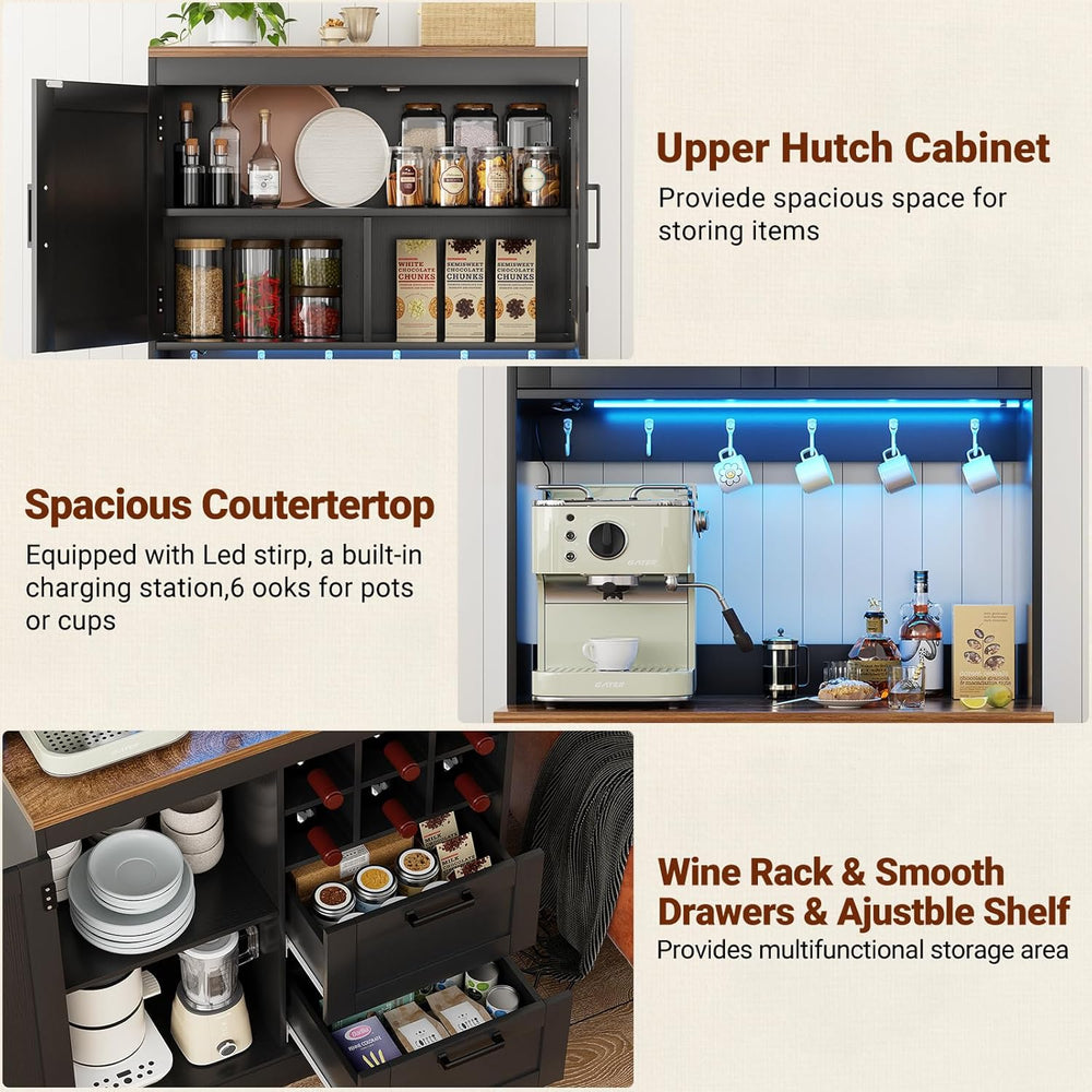 Unikito 72" Tall Pantry Cabinet, Kitchen Pantry Storage Cabinet with LED...