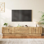 94.5" Wide Modern TV Stands for Living Room, Entertainment Center with Storage Cabinets and Drawers,Wooden TV Console with Groove Handle,Media Console for Bedroom,Dining Room,Natural