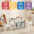 DOREROOM Wooden Kids Table & Chair, Graffiti Desktop & Storage, Multicolor | 4-in-1 Activity Table Set for Drawing, Crafts & Arts, Reading, Learning, Toddler Desk for Playroom, Daycare, Home, Ages 3+