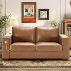 Hanherry Faux Leather 70" Sofa for Living Room, Modern Comfy Sofa with Medium Firm Seat Cushion, Removable Cover,Wide Armrest,USB/Type-C Port,Couches for Small Space,Apartment